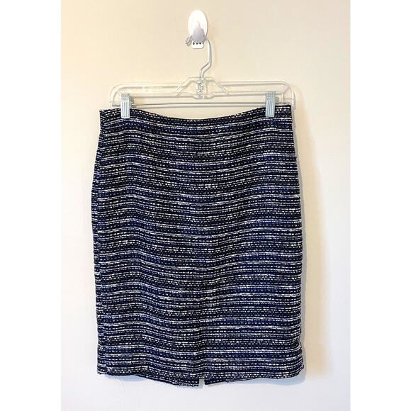 J. Crew Tweed Knee Length Pencil Skirt Blue Black Size 4 - Picture 7 of 7